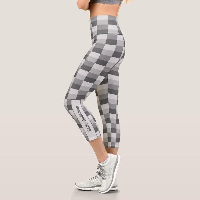 Graustufen-Farbblöcke Capri Leggings (Links)
