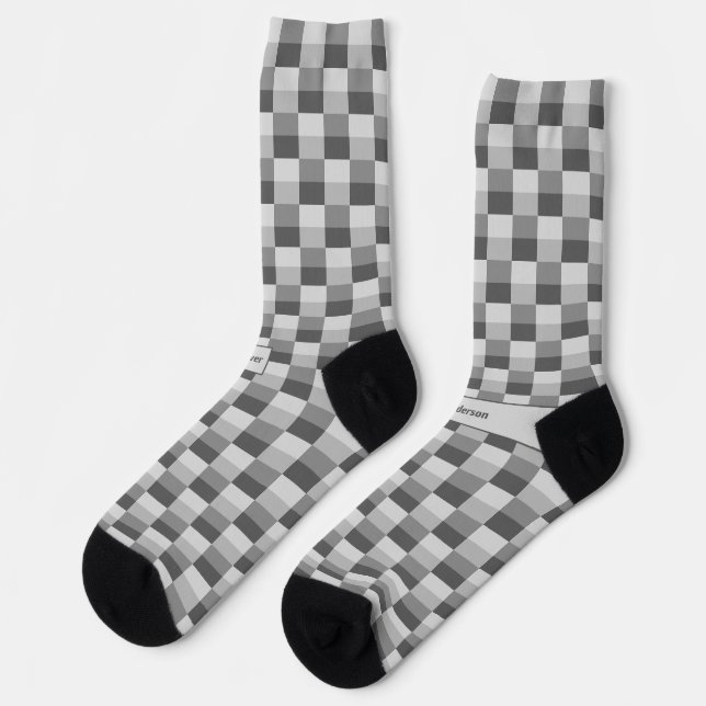 Graustufen-Farbblöcke Socken (Linkes Detail)