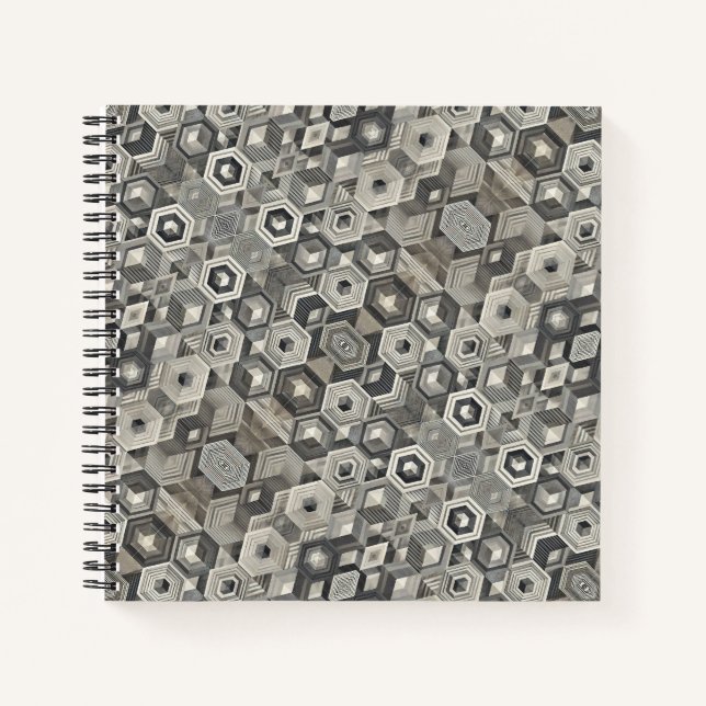 Graustufen-Geometrie Notizbuch (Vorderseite)