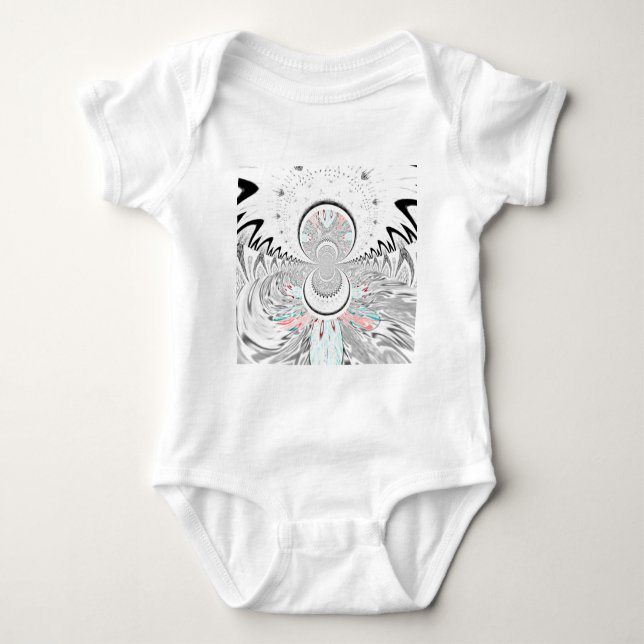 Graustufen Kaleidoskop Art Print Baby Strampler (Vorderseite)