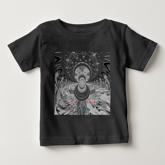 Graustufen Kaleidoskop Art Print Baby T-shirt (Vorderseite)