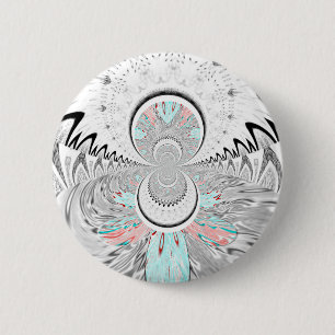 Graustufen Kaleidoskop Art Print Button