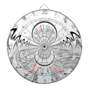 Graustufen Kaleidoskop Art Print Dartscheibe