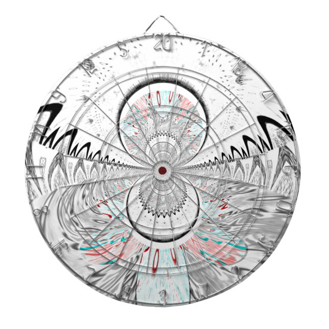 Graustufen Kaleidoskop Art Print Dartscheibe (vorne)