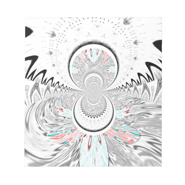 Graustufen Kaleidoskop Art Print Notizblock (Vorderseite)