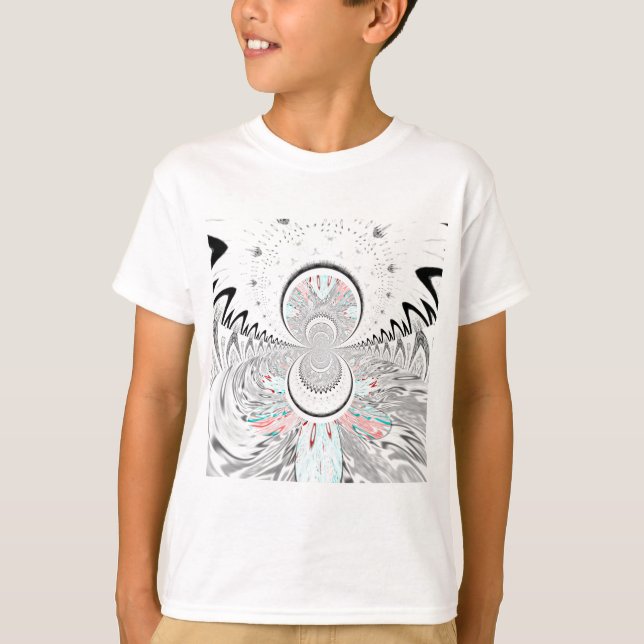 Graustufen Kaleidoskop Art Print T-Shirt (Vorderseite)