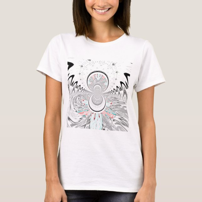 Graustufen Kaleidoskop Art Print T-Shirt (Vorderseite)