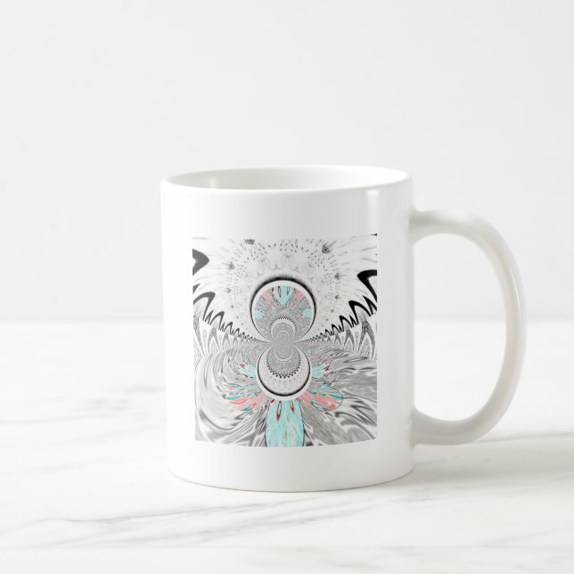 Graustufen Kaleidoskop Art Print Tasse (Rechts)