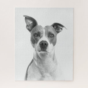 Graustufen-Kurzer Hufhund in Schwarz/Weiß Puzzle
