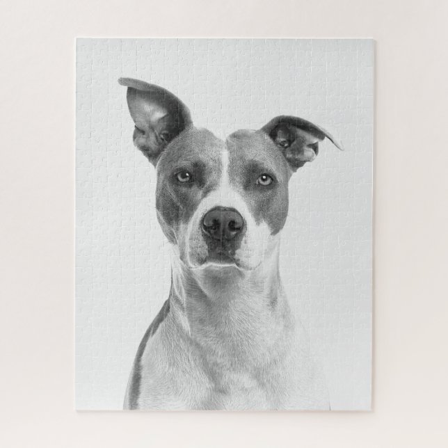 Graustufen-Kurzer Hufhund in Schwarz/Weiß Puzzle (Vertikal)
