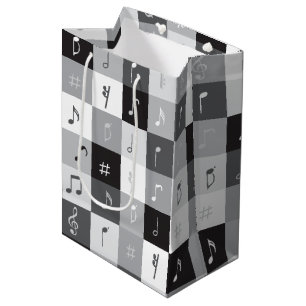 Graustufen-Musiknote Mittlere Geschenktüte
