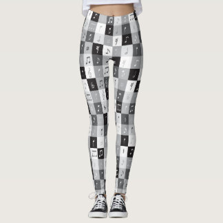 Graustufen-Musiknoten Leggings