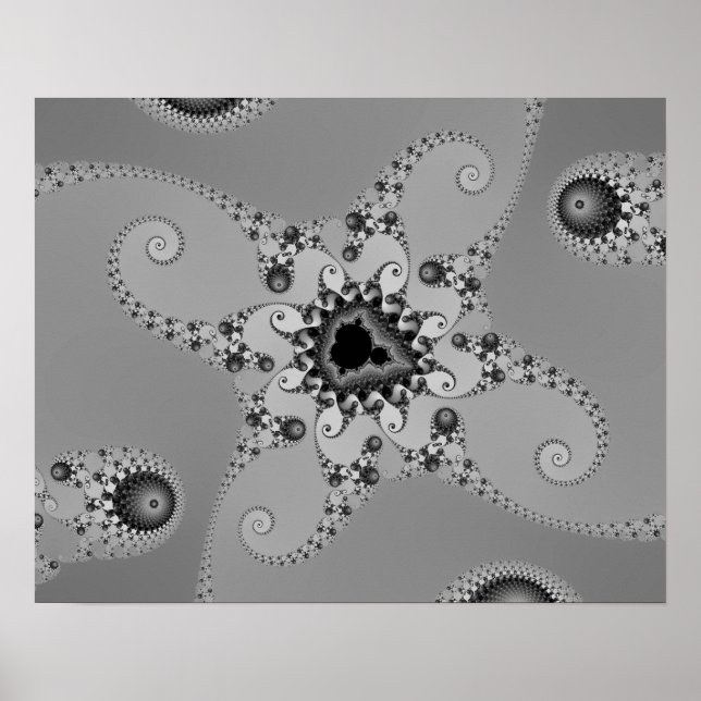 Graustufen-Octopus-Poster Poster (Vorne)