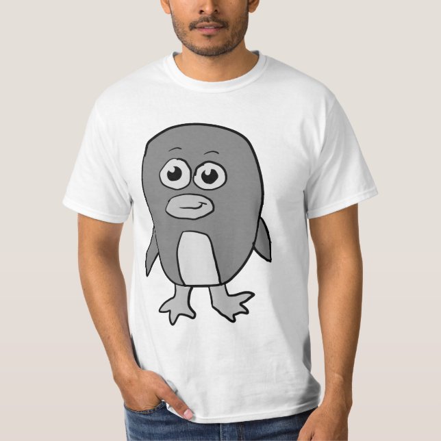 Graustufen Pinguin T-Shirt (Vorderseite)