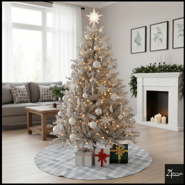 Graustufen-Pixel-Karostoff-Digitale-Statik-Textur Polyester Weihnachtsbaumdecke