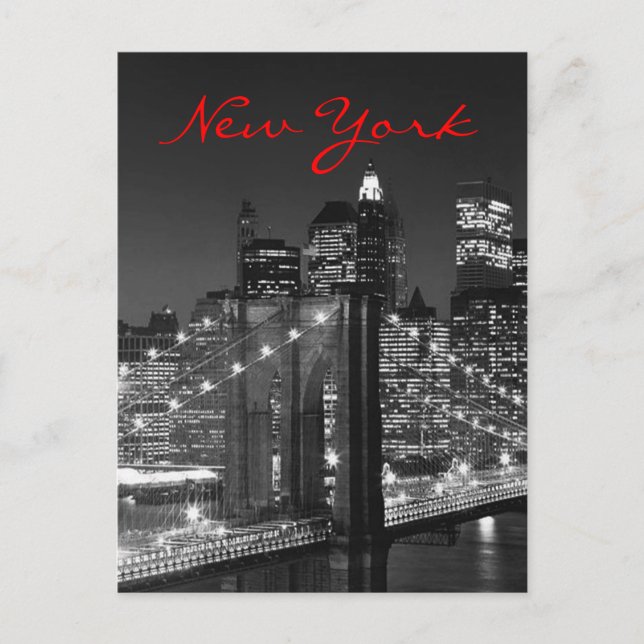 Graustufen Red New York Script Post Card Postkarte (Vorderseite)