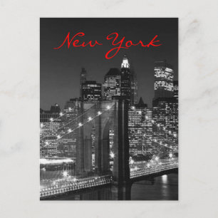 Graustufen Rot New York Schrift Postkarte