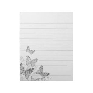 Graustufen-Schmetterlinge Lined Notes Paper Notepa Notizblock