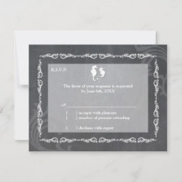 Graustufen Seepferd Beach Wedding UAWG RSVP Karte