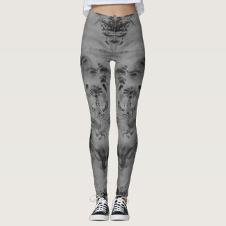 Graustufen-Tiger und Bambus 18. Jahrhundert Leggin Leggings