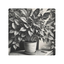 Graustufen-Topf-Pflanze mit riesigen Blätter