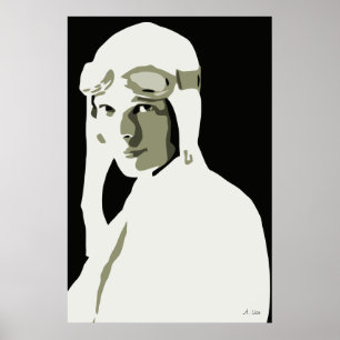 Graustufen-Vektorkunst Amelia Earhart 24" x 36" Poster