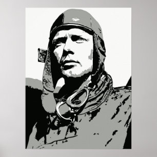 Graustufen-Vektorkunst: Charles Lindbergh (18"x 24 Poster