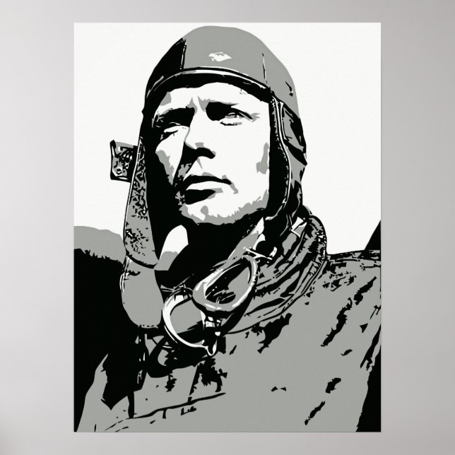 Graustufen-Vektorkunst: Charles Lindbergh (18"x 24 Poster (Vorne)
