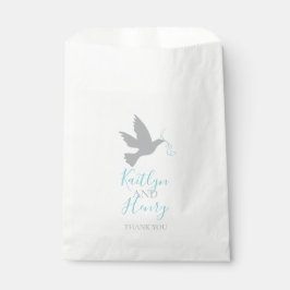 Grautaube und blaues Band danke Ihnen für Ihre Unt Geschenktütchen