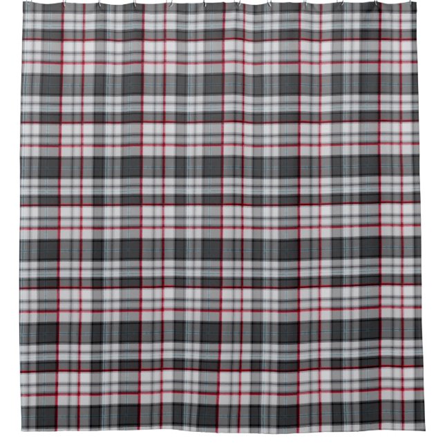 Grautexturierte Tartan kariert Duschvorhang (Vorderseite)