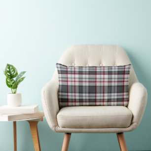 Grautexturierte Tartan kariert Lendenkissen