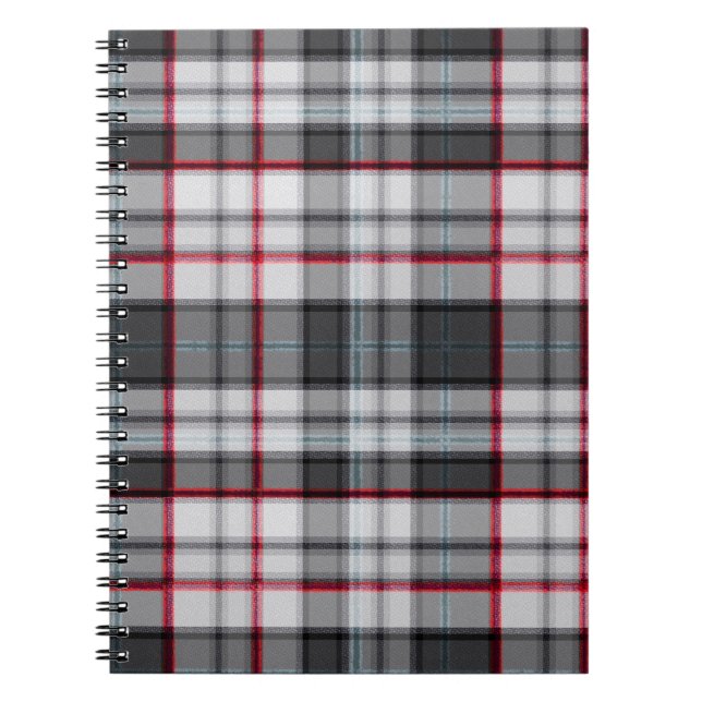 Grautexturierte Tartan kariert Notizblock (Vorderseite)