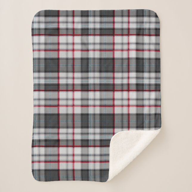 Grautexturierte Tartan kariert Sherpadecke (Vorderseite)