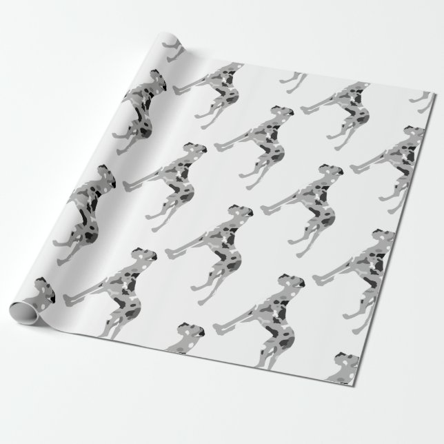 Grautiger Doggensilhouette Geschenkpapier (Ungerollt)