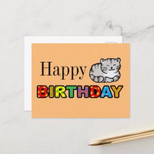 Grautiger-Katze-Geburtstagskarte Postkarte