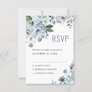 Grautöne Staubblau Winter Rustikale Hochzeit RS RSVP Karte
