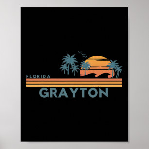 Grauton's Strand Florida Sommerurlaub Vintage 70er Poster