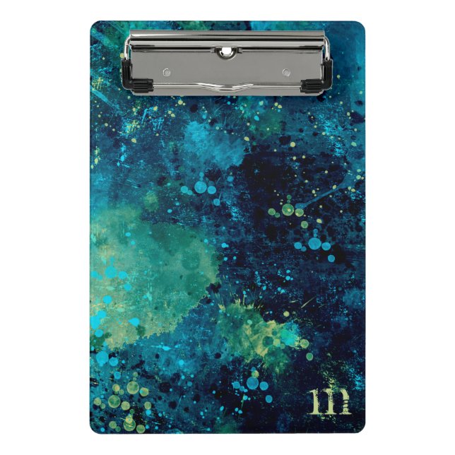 Grautürkis und gelb mini klemmbrett (Vorderseite)