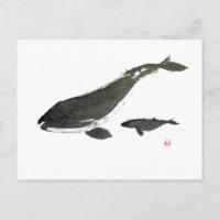Grauwal Mama and baby sumie ink painting