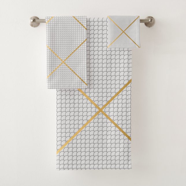 GRAUWEISS GOLD MERMAID SCALE PATTERN BADHANDTUCH SET (Insitu)