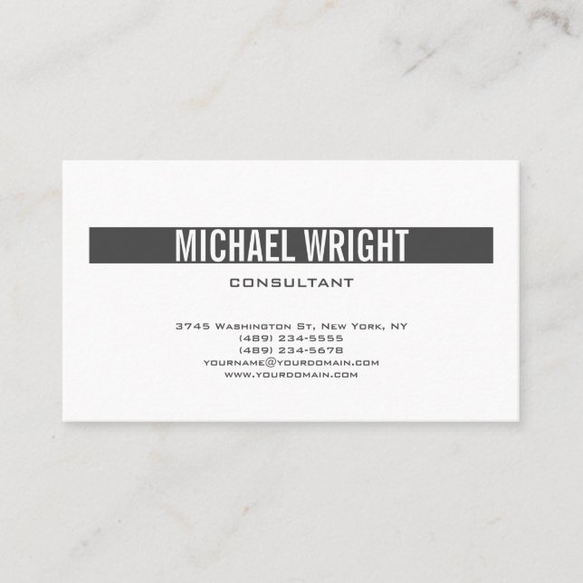 Grauweiß Moderne Schlicht einfach Minimalistisch Visitenkarte (Vorderseite)