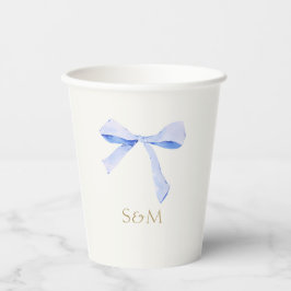 Grauweiß | Trendy Blue Ribbon Wedding Paper Cup Pappbecher