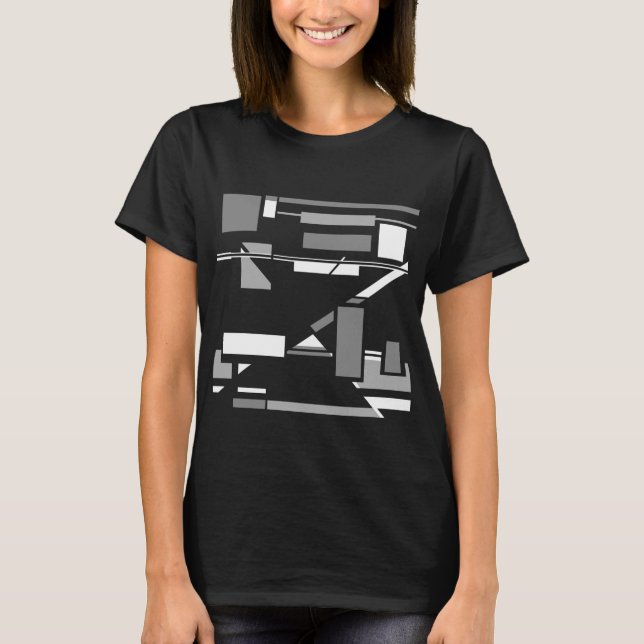 Grauweiß, zeitgenössisch, MCM inspiriert, geometri T-Shirt (Vorderseite)