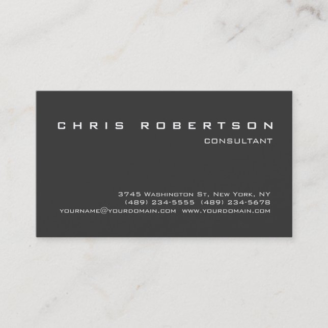 Grauweiße, attraktive, charmante Visitenkarte (Vorderseite)