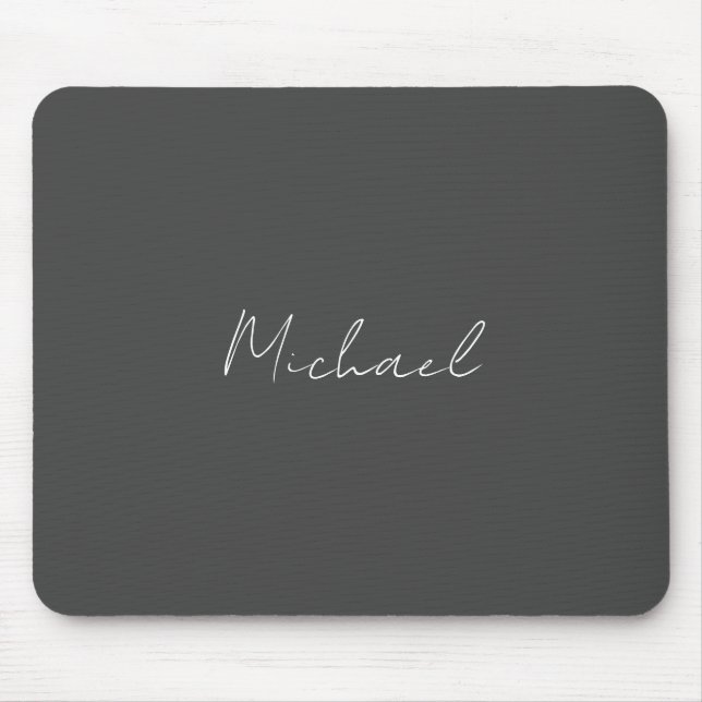 Grauweiße Handschrift Minimalistisch Ihren Namen Mousepad (Vorne)