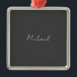 Grauweiße Handschrift Minimalistisch Ihren Namen Ornament Aus Metall<br><div class="desc">Haben Sie schon einmal so ein dünnes,  gut durchdachtes,  ästhetisches und bemerkenswertes Design gesehen? Die Schriftauswahl,  die Größe des Schriftartes und die Dunkelheit der Farben sind schon lange überlegt und mit viel Aufwand gestaltet worden. Das Ergebnis war so ein einzigartiges Design,  das alle beeindruckt,  die es sehen.</div>