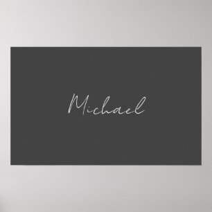 Grauweiße Handschrift Minimalistisch Ihren Namen Poster