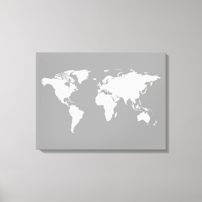 Grauweiße Weltkarte Leinwanddruck (Vorderseite)