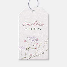 Grauweiße Wildblumen Aquarell Geschenkanhänger