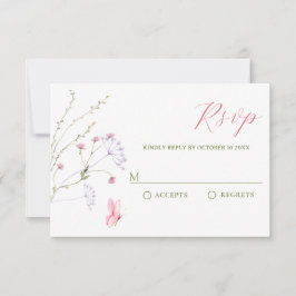 Grauweiße Wildblumen Aquarell RSVP Karte